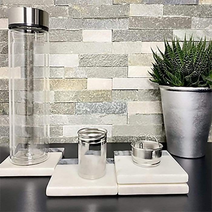 Ethika_Inc Borosilicate glass Tea Infuser bottle with bamboo lid or stainless steel lid