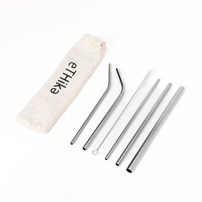 Reusable Metal Straws ( 6 Color ) With Pouch + Cleaner & FREE Shipping
