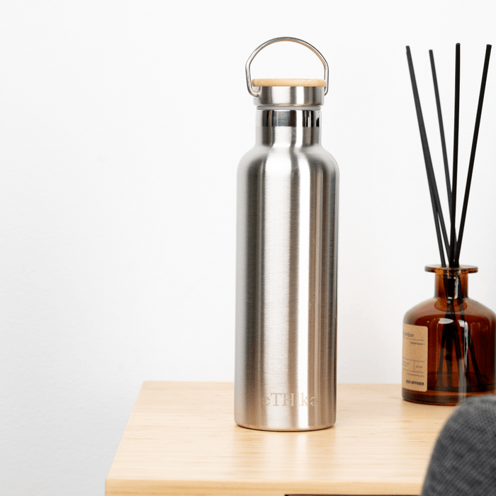 Stainless Steel Water Bottle with Bamboo Lid – me.motherearth