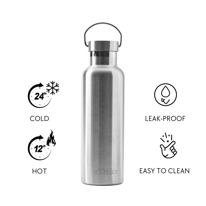 Ethika_Inc Stainless Steel Stainless Steel Double-Walled Water Bottle in 350ml, 500ml, 600ml, 750ml, and 1000ml sizes: Eco-friendly and versatile with a leak-proof steel lid. Expertly insulated to keep drinks cold for 24 hours or hot for 12. Designed with a silicone seal, it's dishwasher-safe and compatible with carbonated beverages. Stylish color options available. Ensures no metal aftertaste or harmful chemicals. Perfect for health-conscious and sustainability enthusiasts. #StayHydratedInStyle.